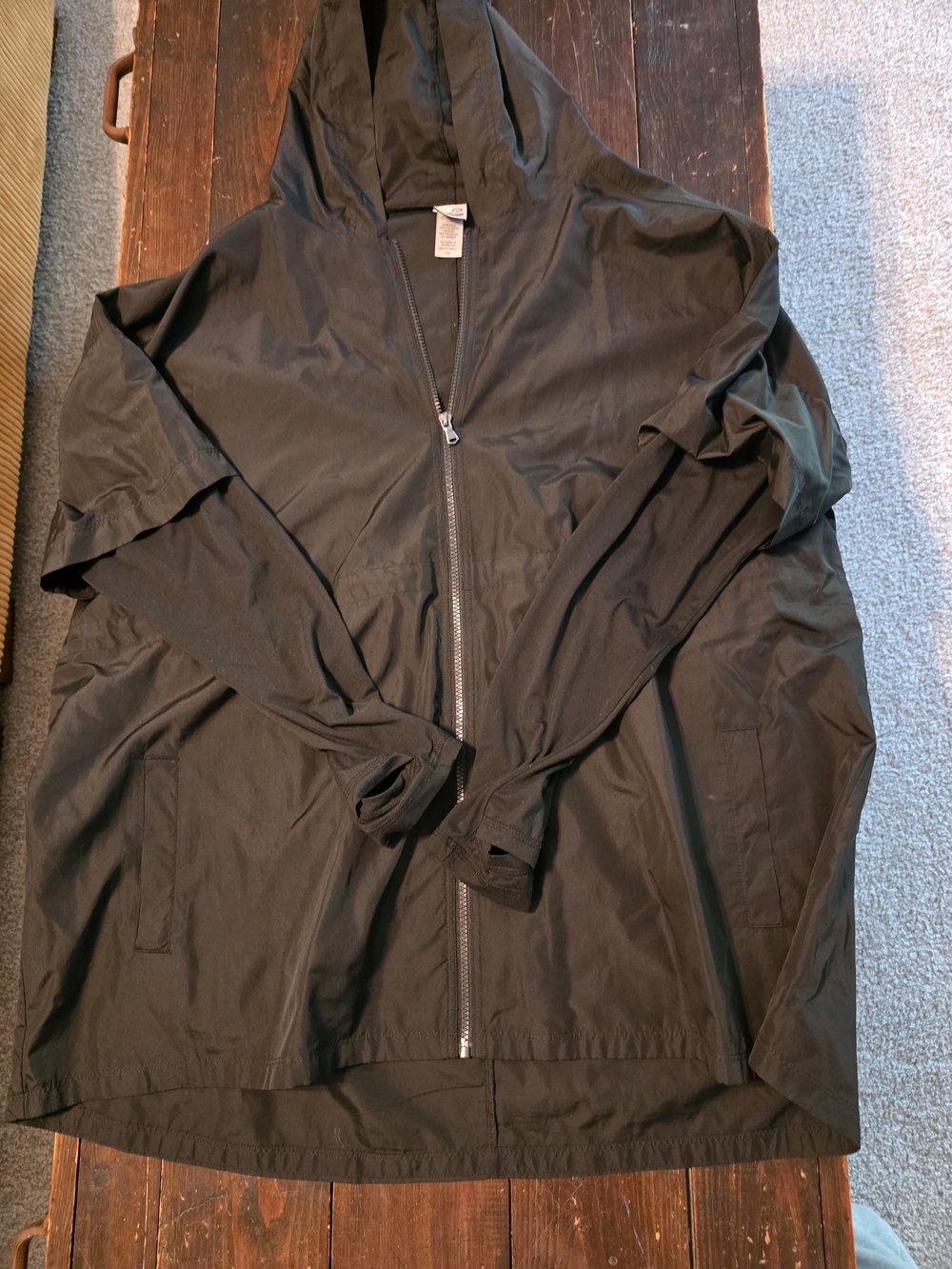 Athletic Works Black Hooded Zip Windbreaker Jacket